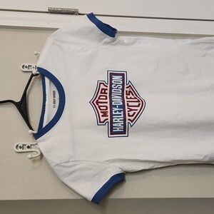 Size small HARLEY DAVIDSON Y2k vintage Ringer Women retro ringer shirt top biker
